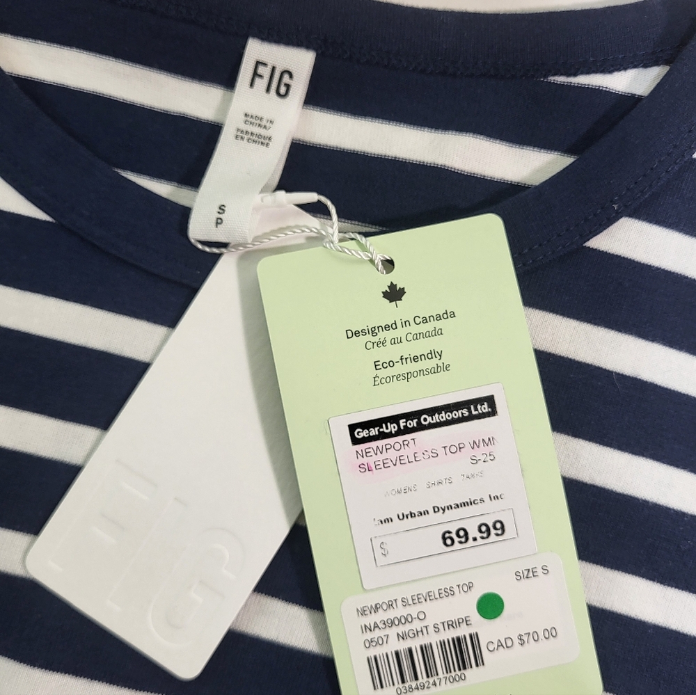 NWT Fig Newport Sleeveless Top - White & Navy Stripped - Picture 7 of 7